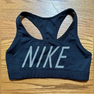 Nike Black Racerback Dri-FIT Sports Bra with Striped Logo Size Small